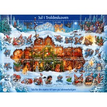 2018 - Danmark . Julemærker - Helark - Jul i Troldeskoven - Takket - Ufoldet.